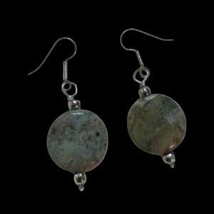 Boho Gemstone Earrings KATTA Handmade Agate Round Stone Bohemian Hippie